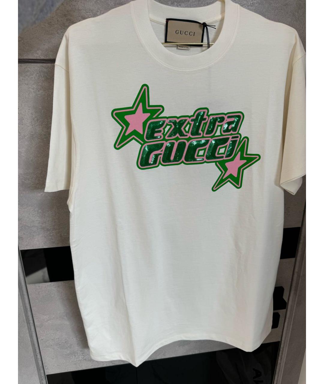 GUCCI Белая хлопковая футболка, фото 3