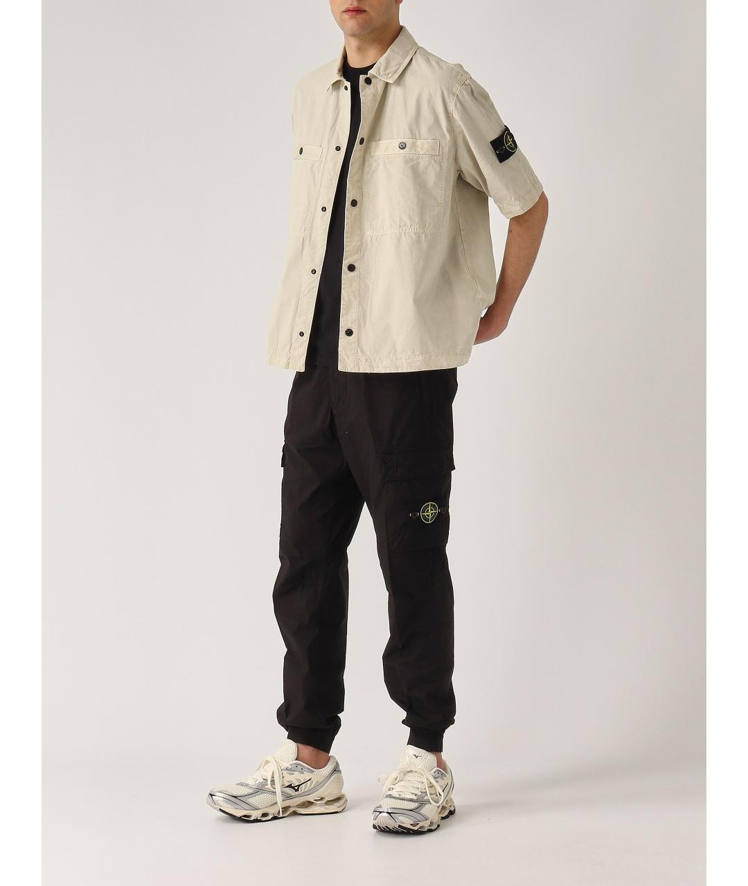 STONE ISLAND Бежевая хлопковая кэжуал рубашка, фото 3