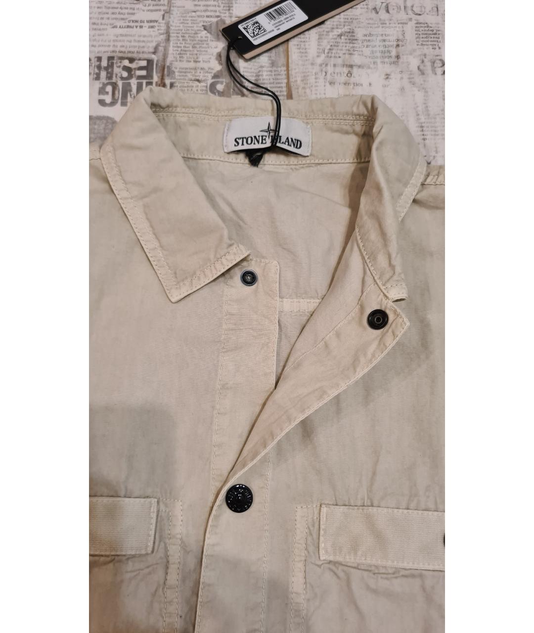 STONE ISLAND Бежевая хлопковая кэжуал рубашка, фото 6