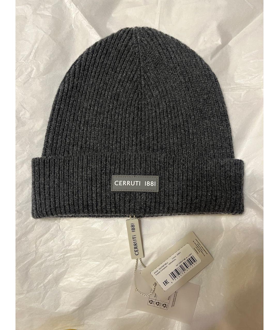 CERRUTI 1881 Антрацитовая шерстяная шапка, фото 4