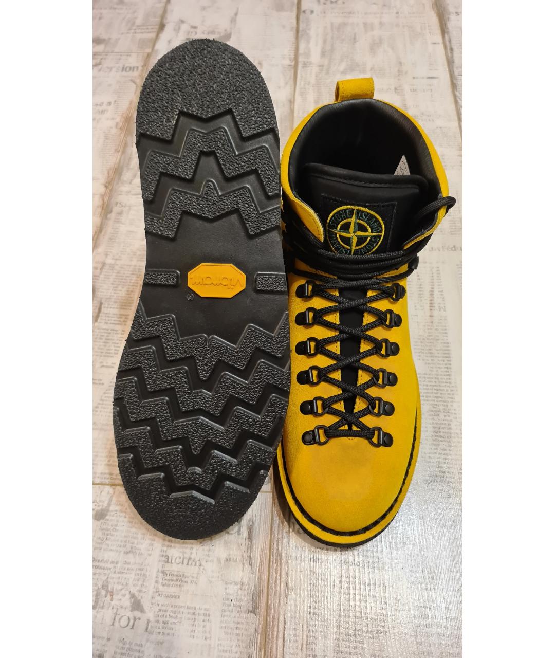 STONE ISLAND Горчичные замшевые высокие ботинки, фото 5