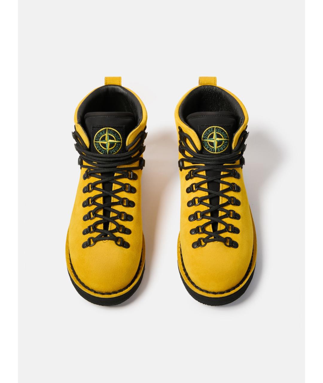 STONE ISLAND Горчичные замшевые высокие ботинки, фото 2