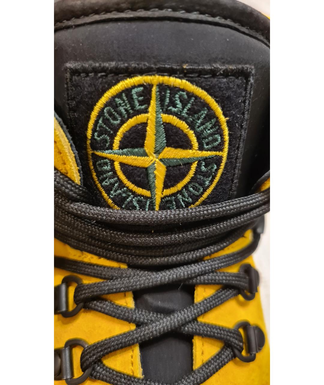 STONE ISLAND Горчичные замшевые высокие ботинки, фото 6