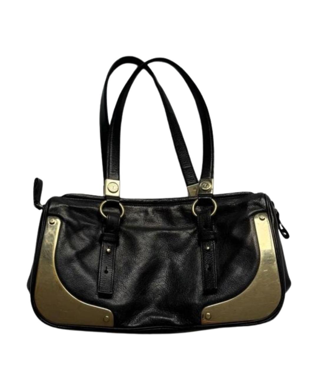 YVES SAINT LAURENT VINTAGE Черная кожаная сумка с короткими ручками, фото 1