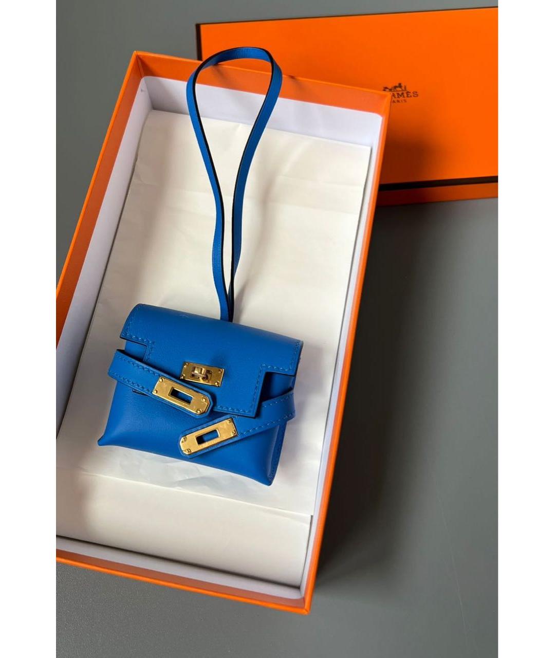 HERMES Синий брелок, фото 3