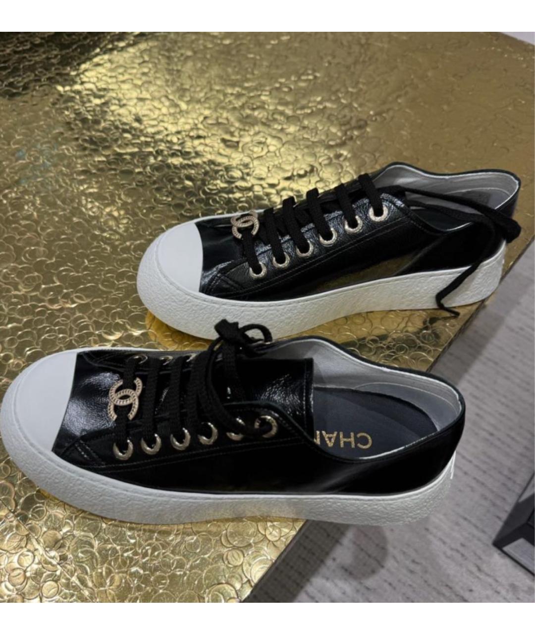 CHANEL Черные кожаные кеды, фото 2