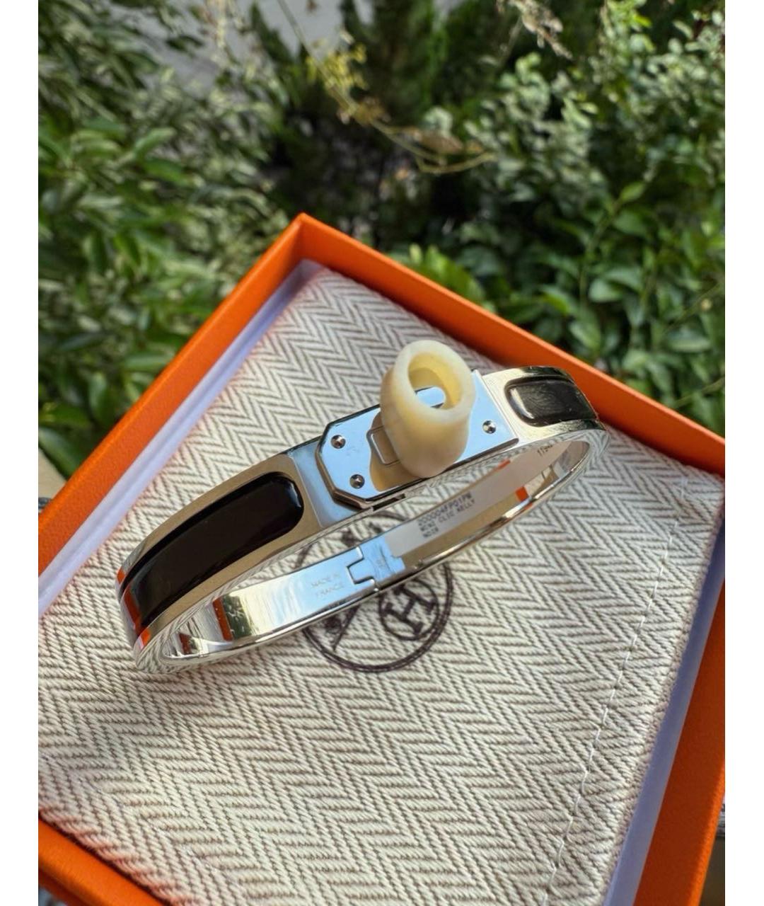 HERMES Черный металлический браслет, фото 2