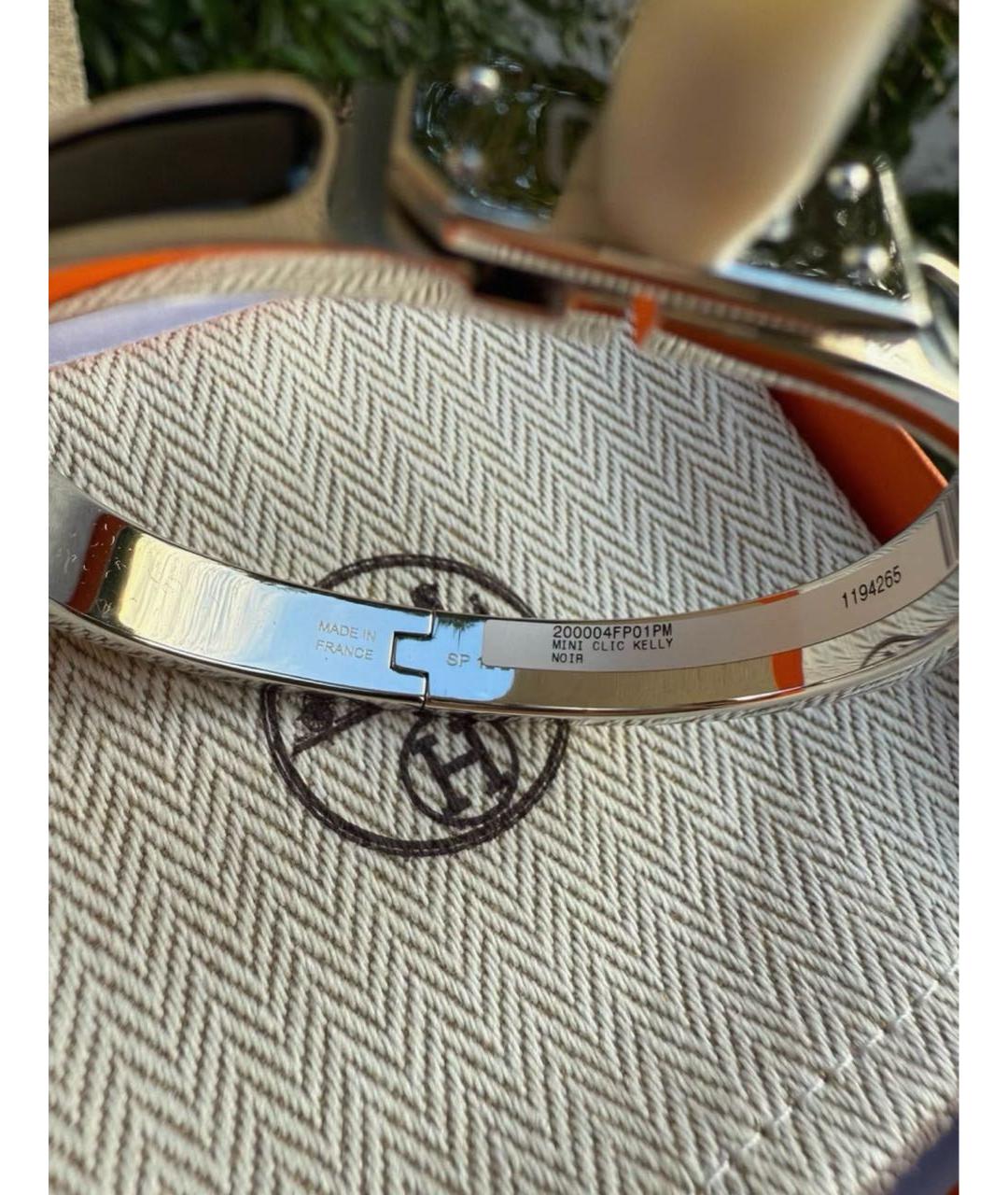 HERMES Черный металлический браслет, фото 4