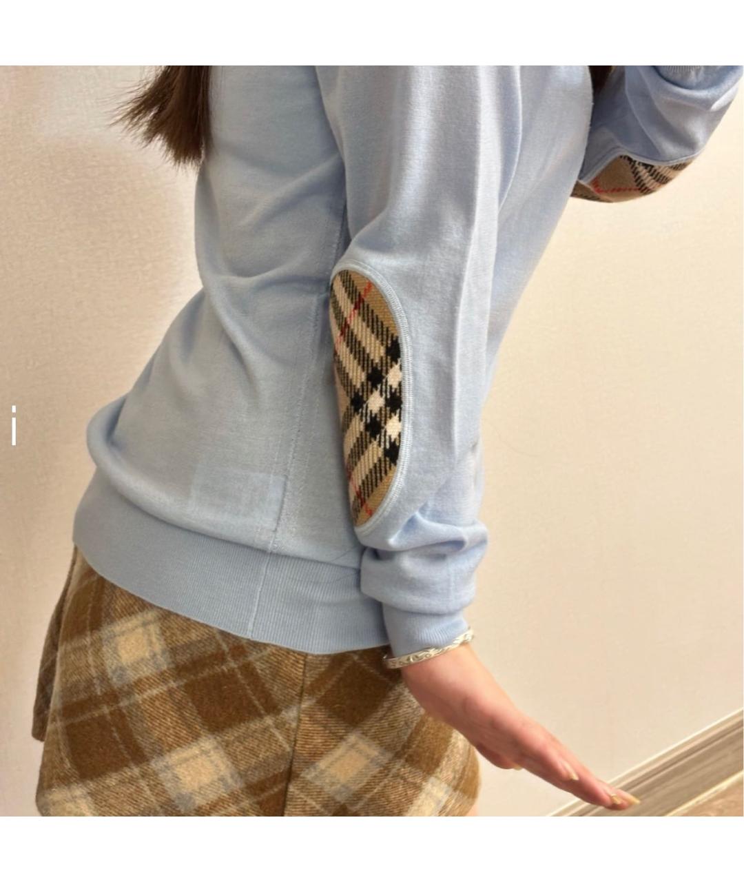 BURBERRY Голубой шерстяной джемпер / свитер, фото 7
