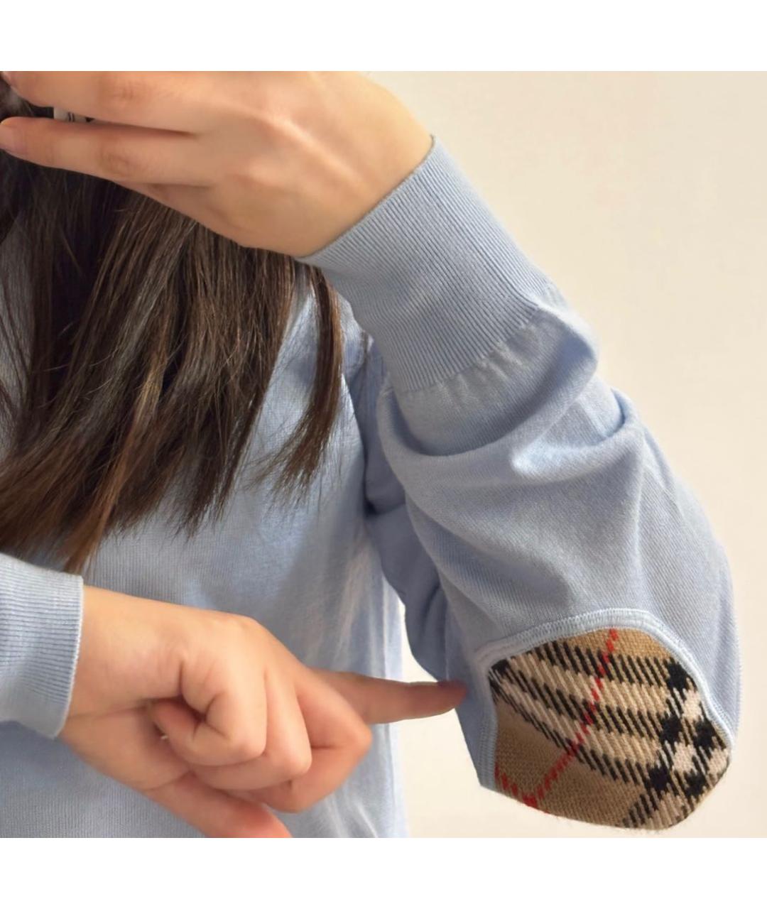 BURBERRY Голубой шерстяной джемпер / свитер, фото 6