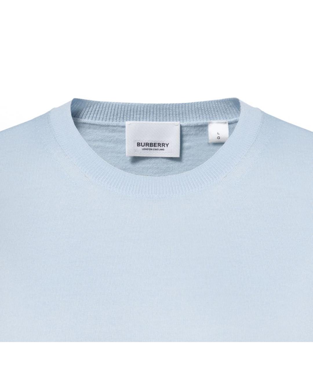 BURBERRY Голубой шерстяной джемпер / свитер, фото 3