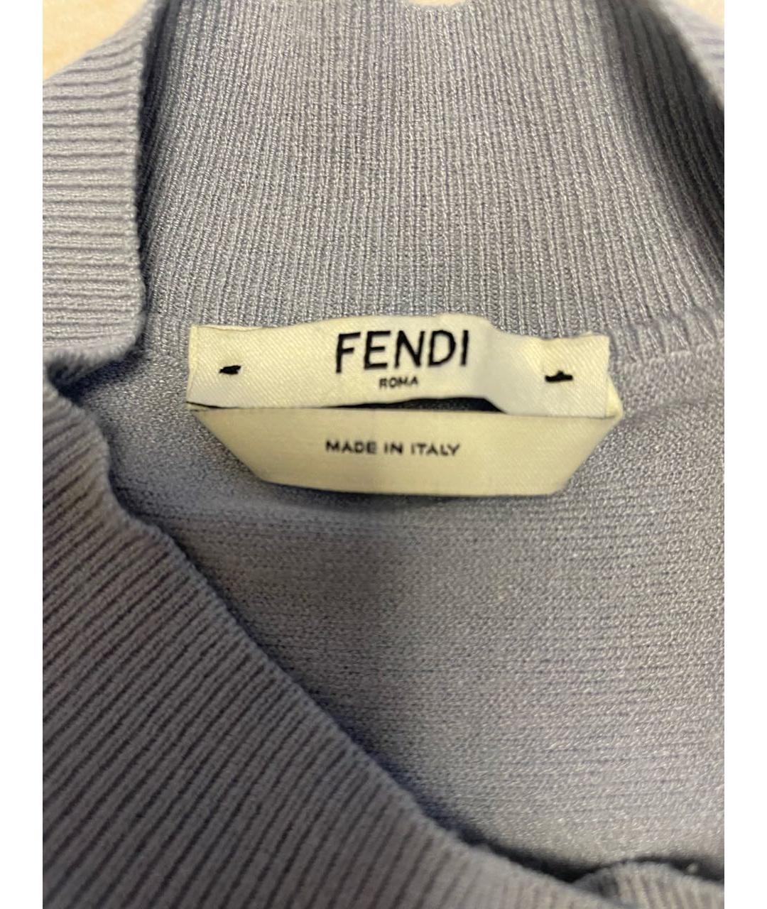 FENDI Голубое вискозное повседневное платье, фото 4