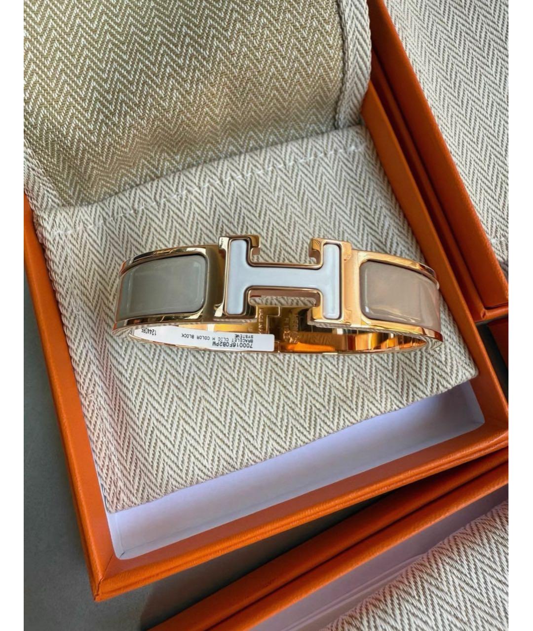 HERMES Бежевый металлический браслет, фото 2