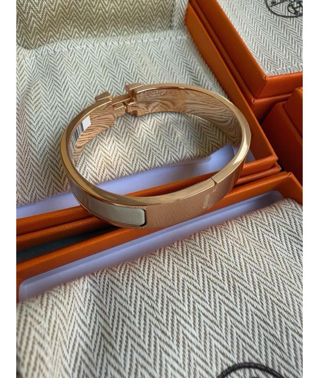 HERMES Бежевый металлический браслет, фото 4