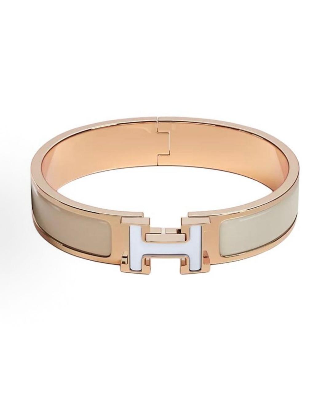 HERMES Бежевый металлический браслет, фото 6