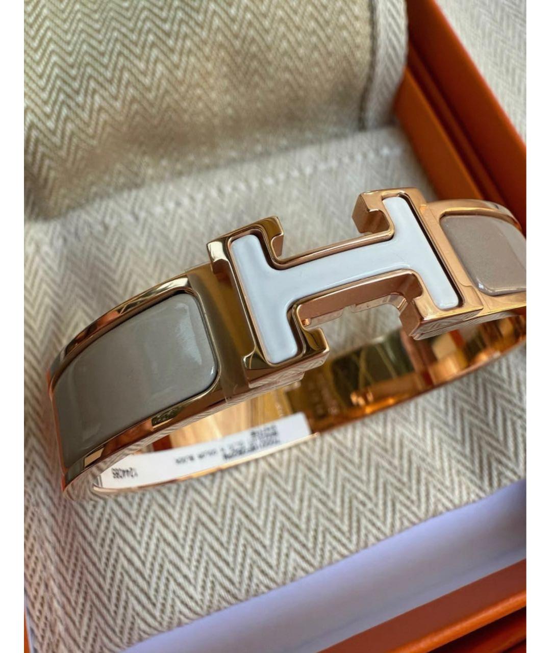 HERMES Бежевый металлический браслет, фото 3