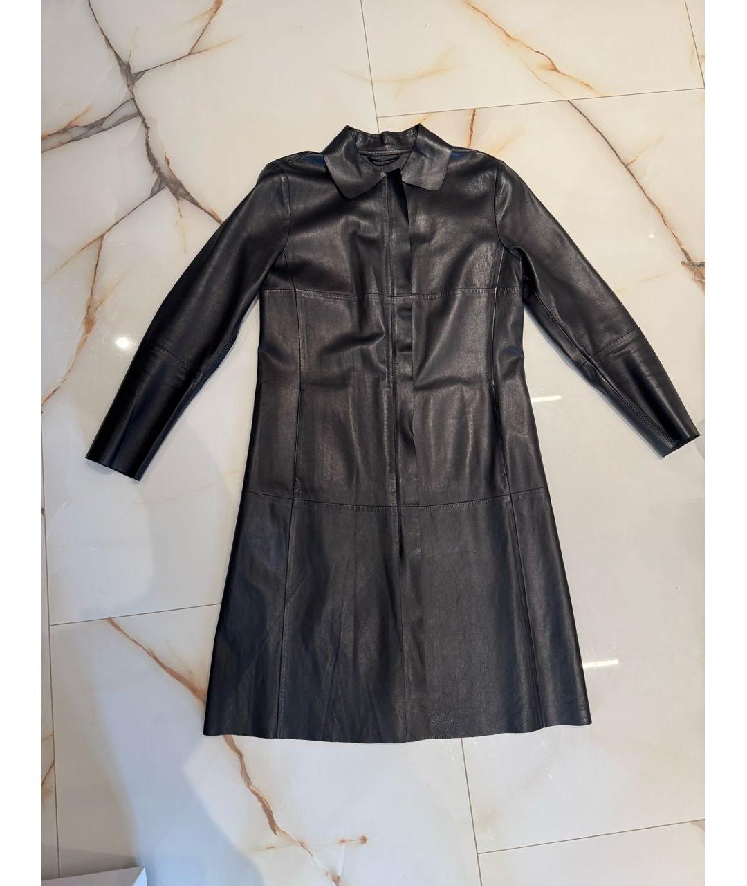 'S MAX MARA Черное кожаное повседневное платье, фото 6