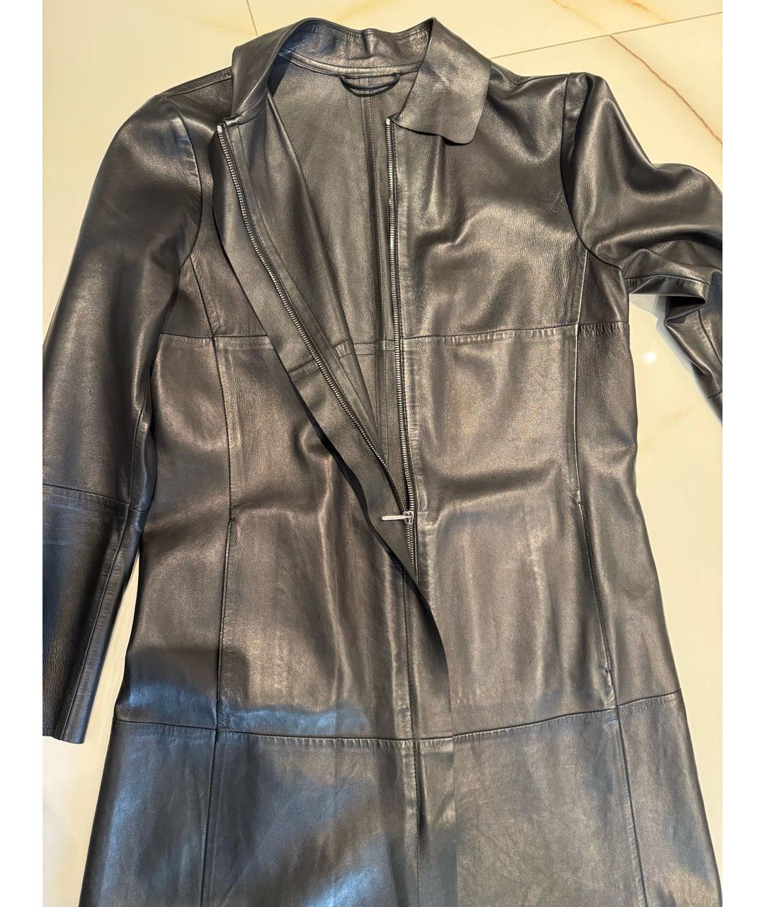 'S MAX MARA Черное кожаное повседневное платье, фото 4