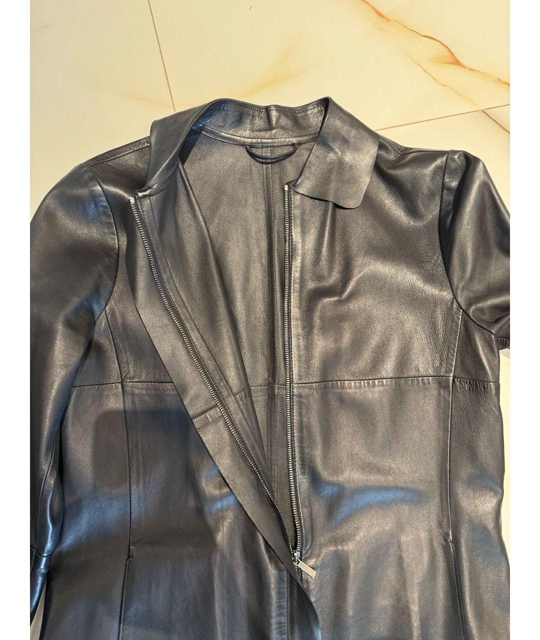 'S MAX MARA Черное кожаное повседневное платье, фото 3