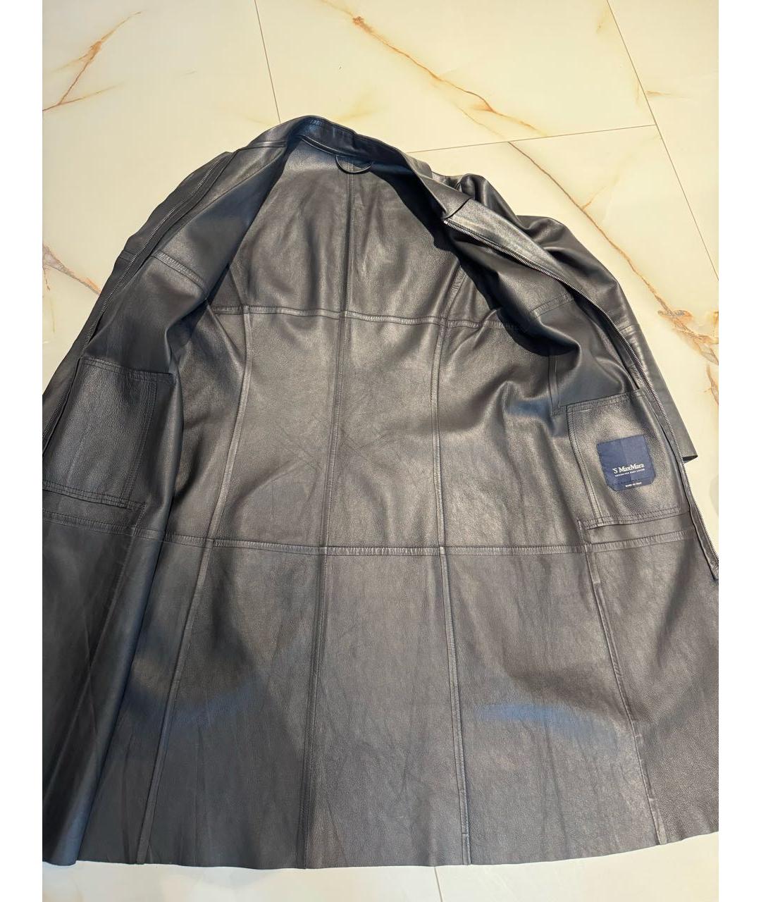'S MAX MARA Черное кожаное повседневное платье, фото 5