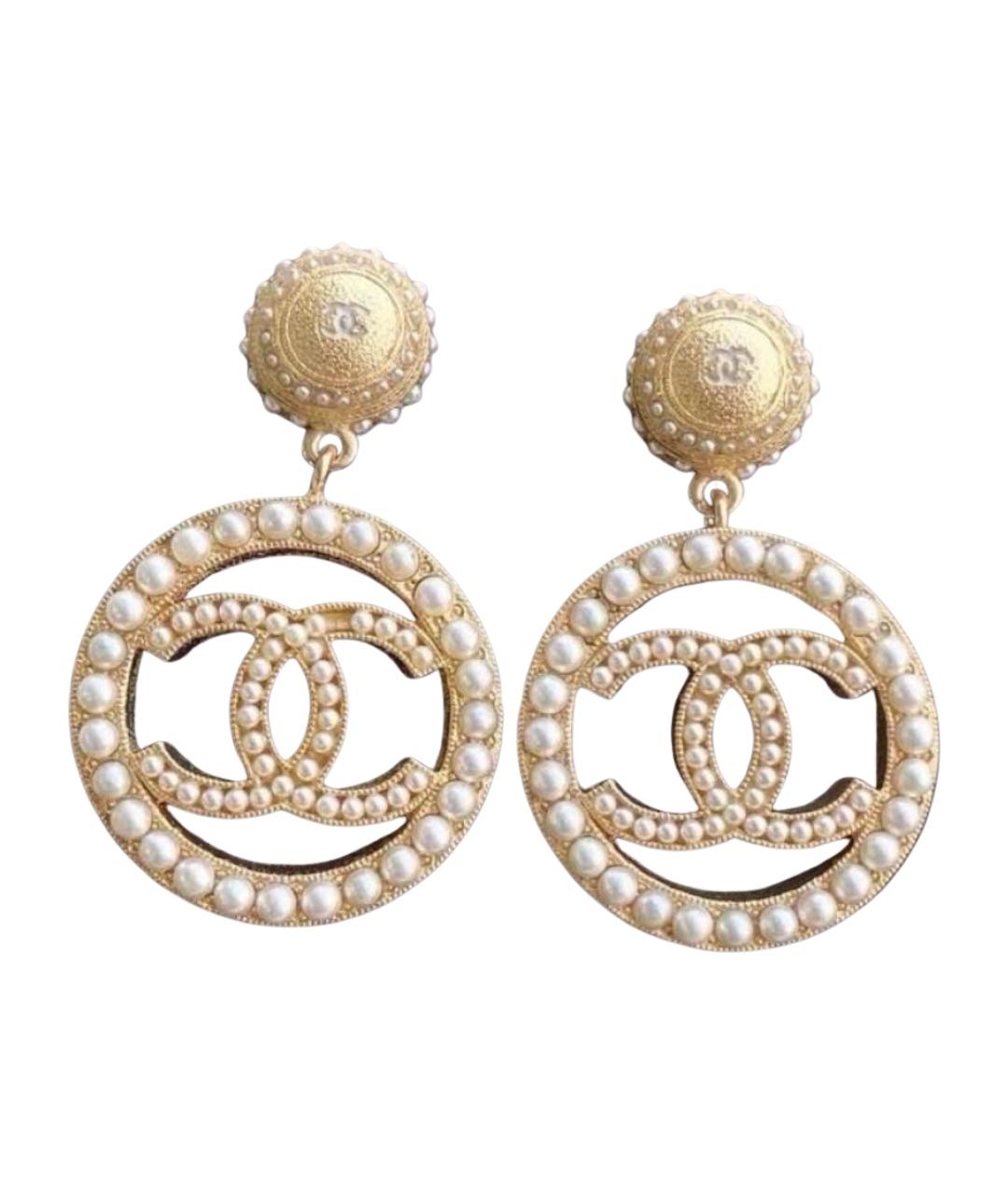 CHANEL Золотые металлические серьги, фото 1