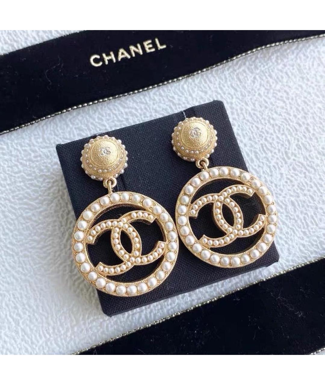 CHANEL Золотые металлические серьги, фото 4