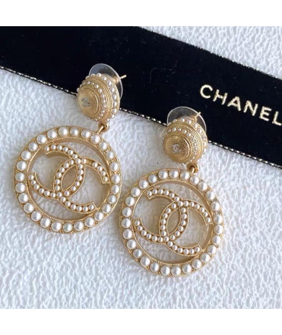 CHANEL Золотые металлические серьги, фото 5