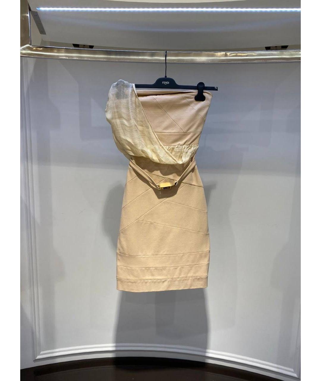 FENDI Бежевое коктейльное платье, фото 3