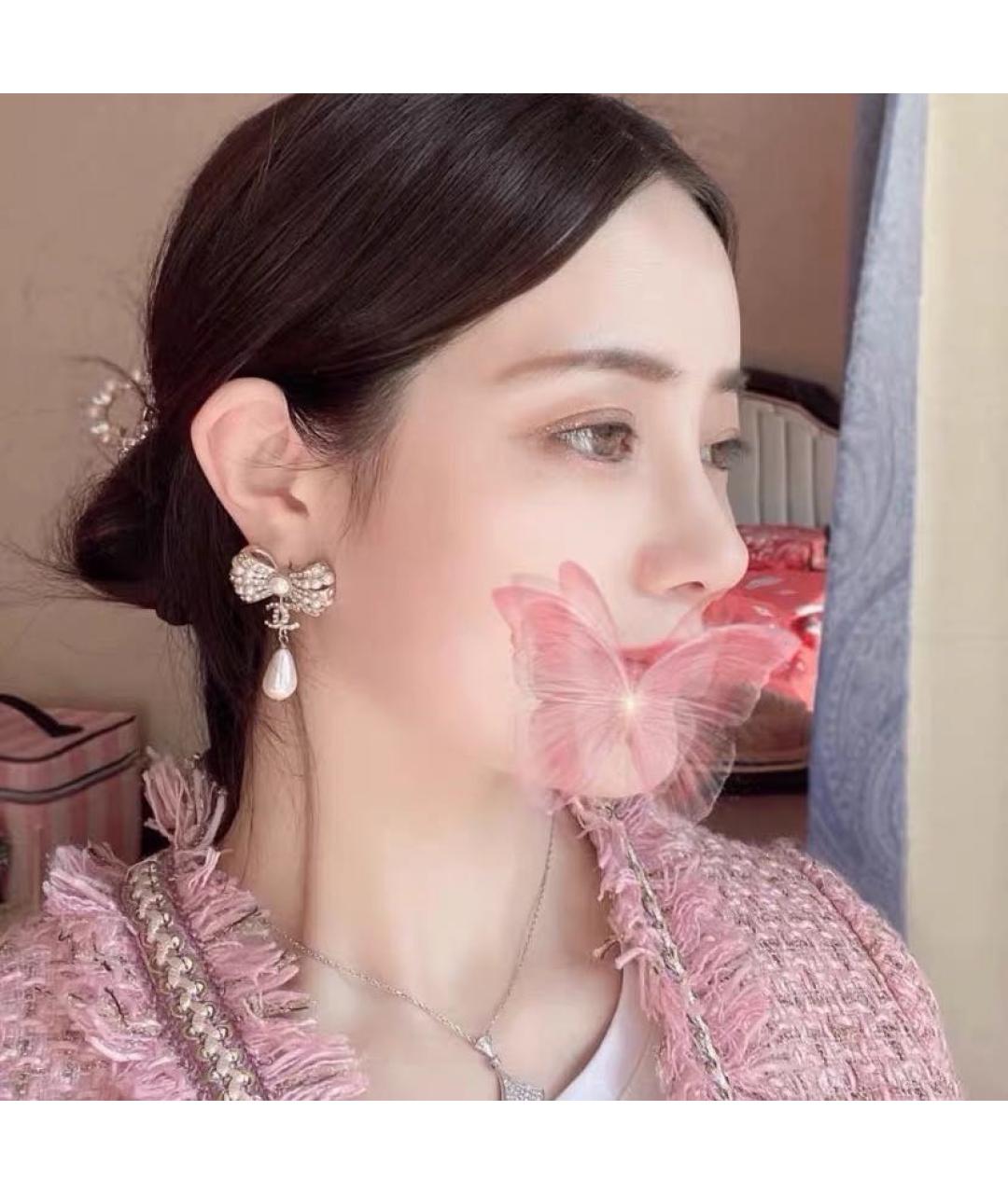 CHANEL Белые металлические серьги, фото 7