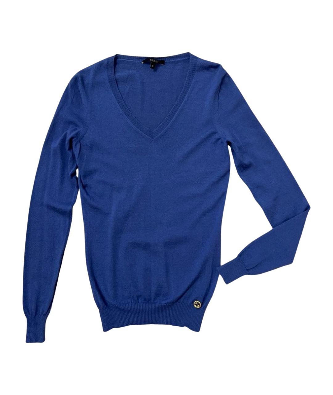 GUCCI Синий шерстяной джемпер / свитер, фото 1