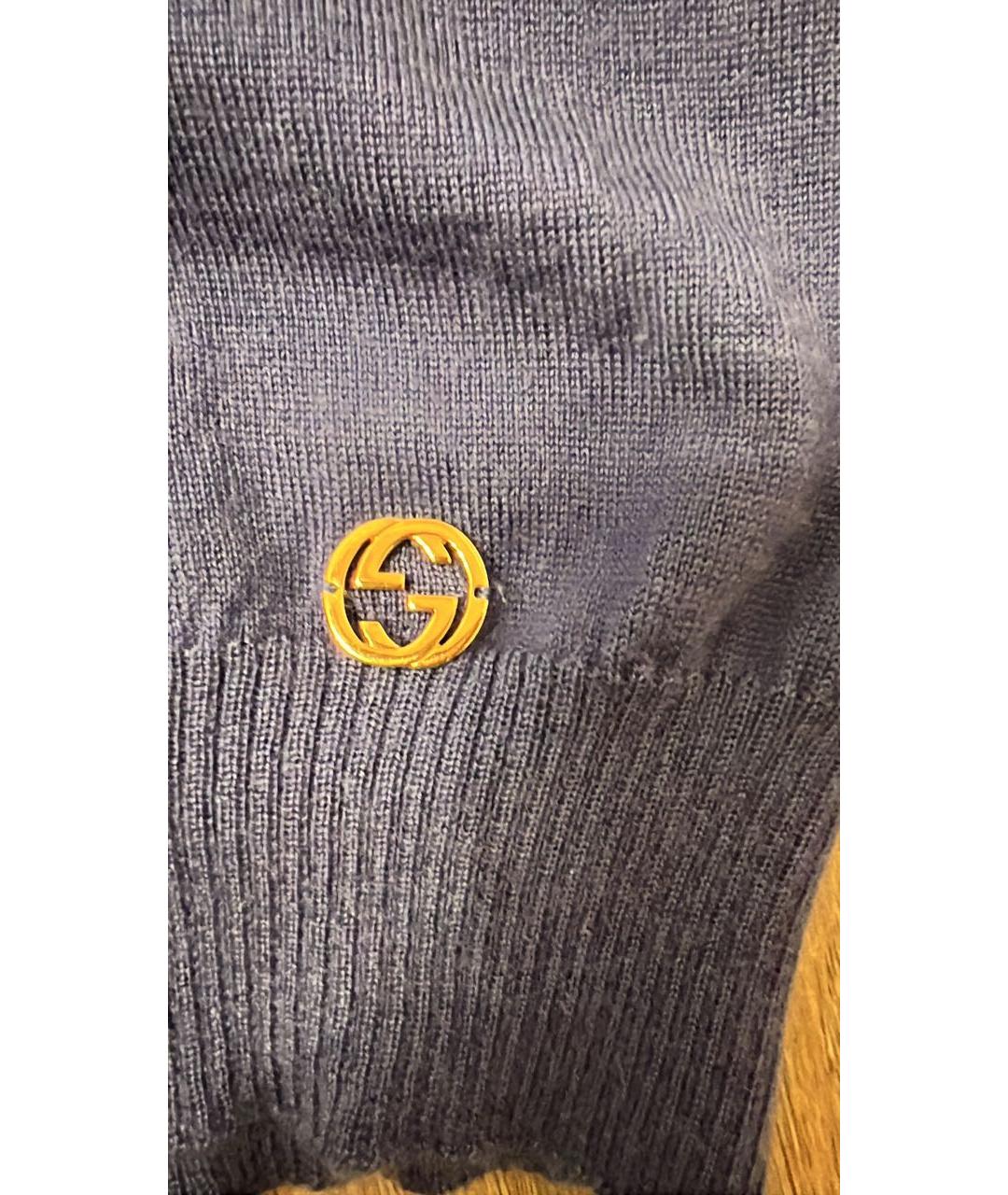 GUCCI Синий шерстяной джемпер / свитер, фото 3