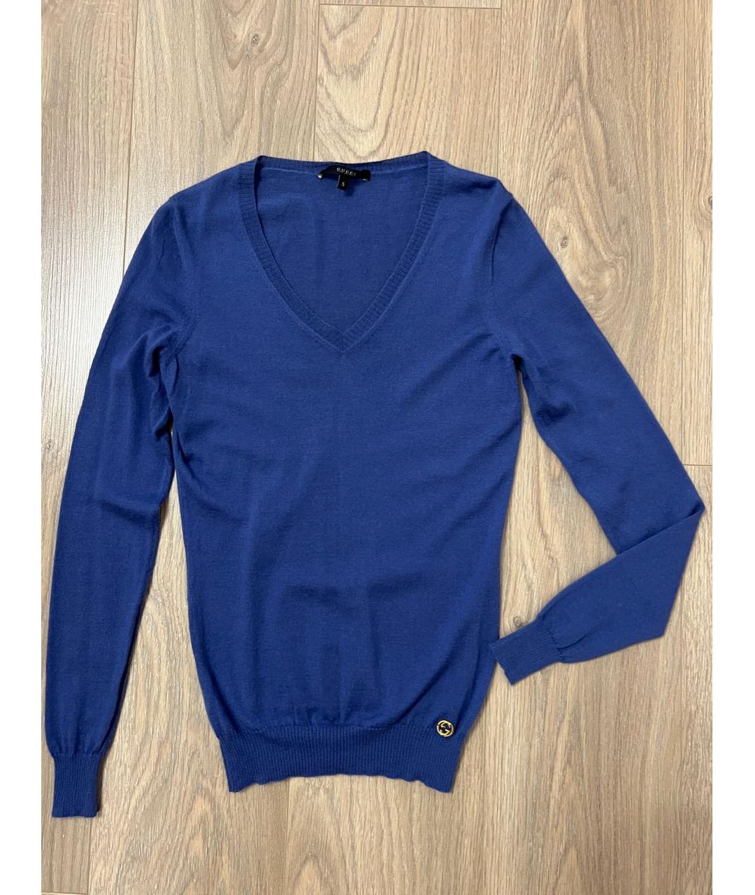 GUCCI Синий шерстяной джемпер / свитер, фото 4