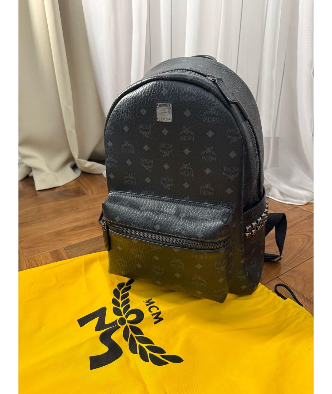 MCM Черный кожаный рюкзак, фото 8