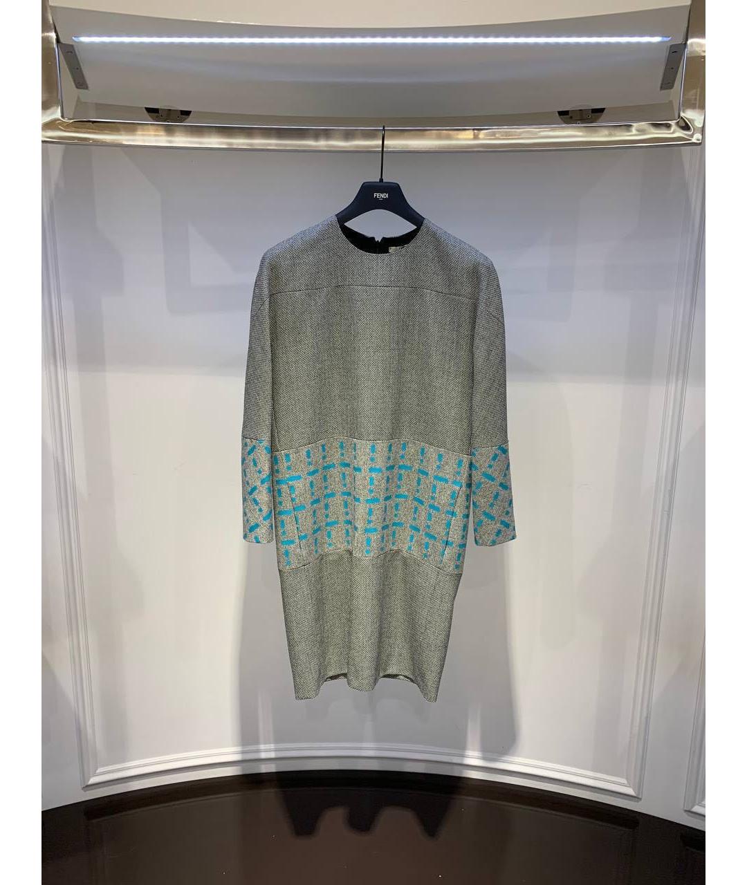 FENDI Серое шерстяное повседневное платье, фото 3