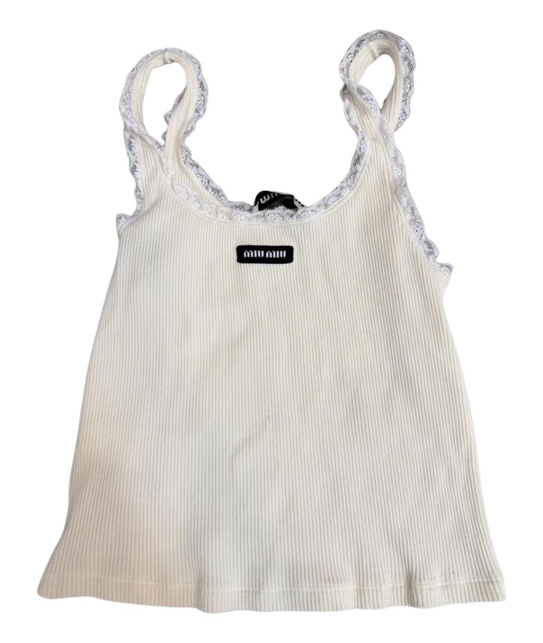 MIU MIU Бежевая хлопковая майка, фото 1