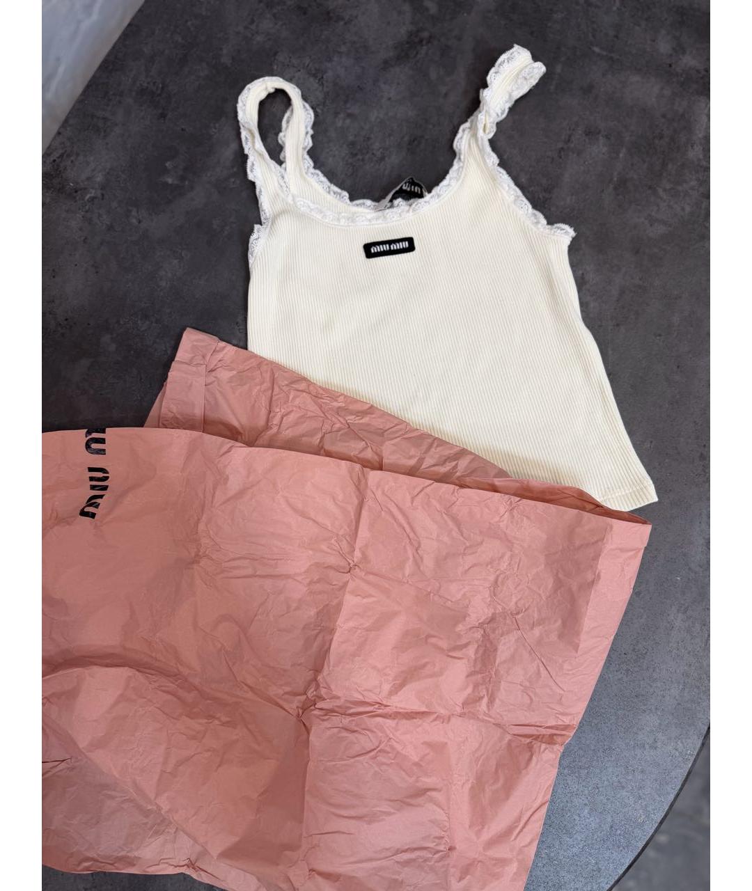 MIU MIU Бежевая хлопковая майка, фото 5