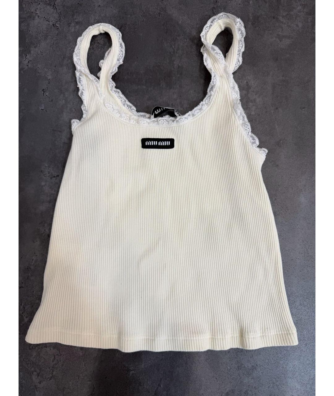 MIU MIU Бежевая хлопковая майка, фото 8