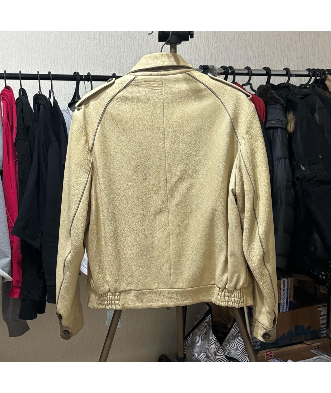 BRIONI Бежевая кожаная дубленка/шуба, фото 2