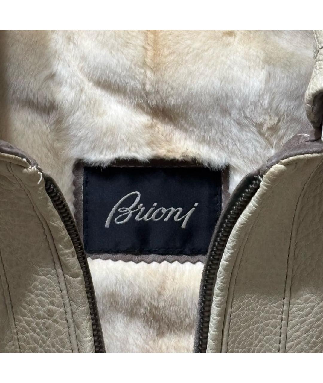 BRIONI Бежевая кожаная дубленка/шуба, фото 3