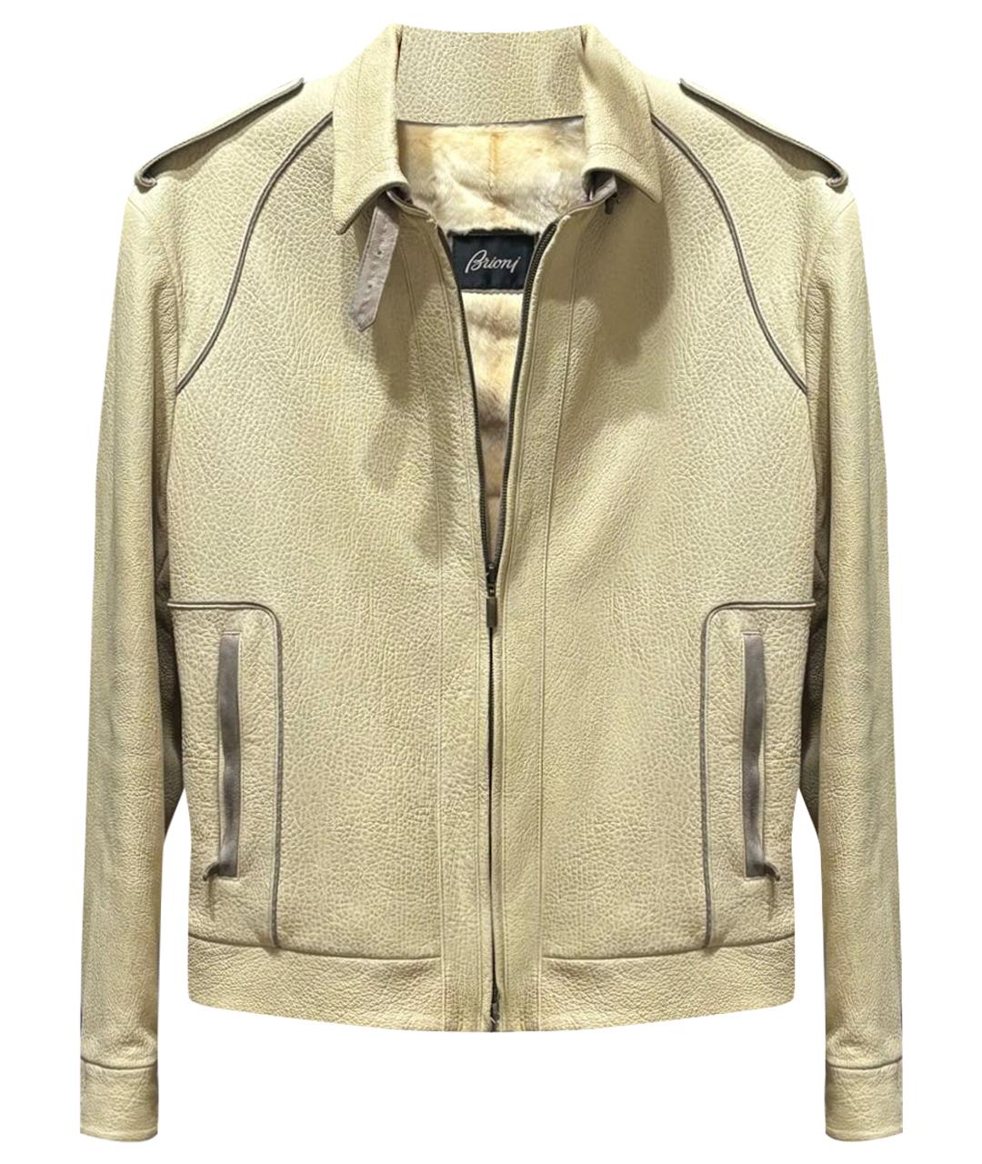 BRIONI Бежевая кожаная дубленка/шуба, фото 1