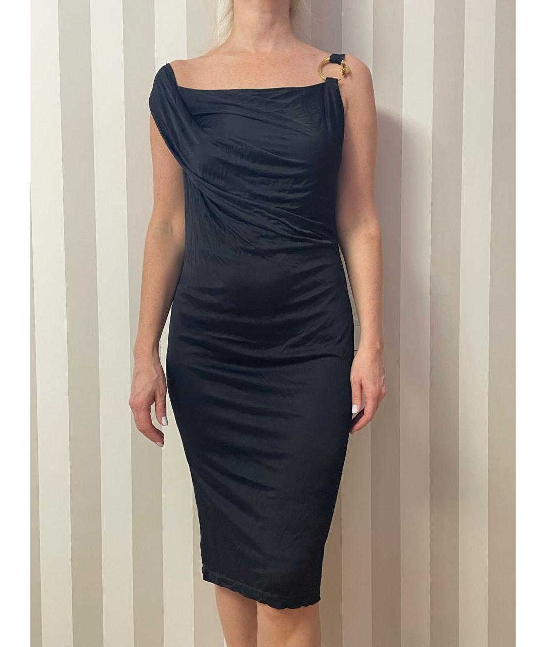 CAVALLI CLASS Черное полиэстеровое коктейльное платье, фото 6