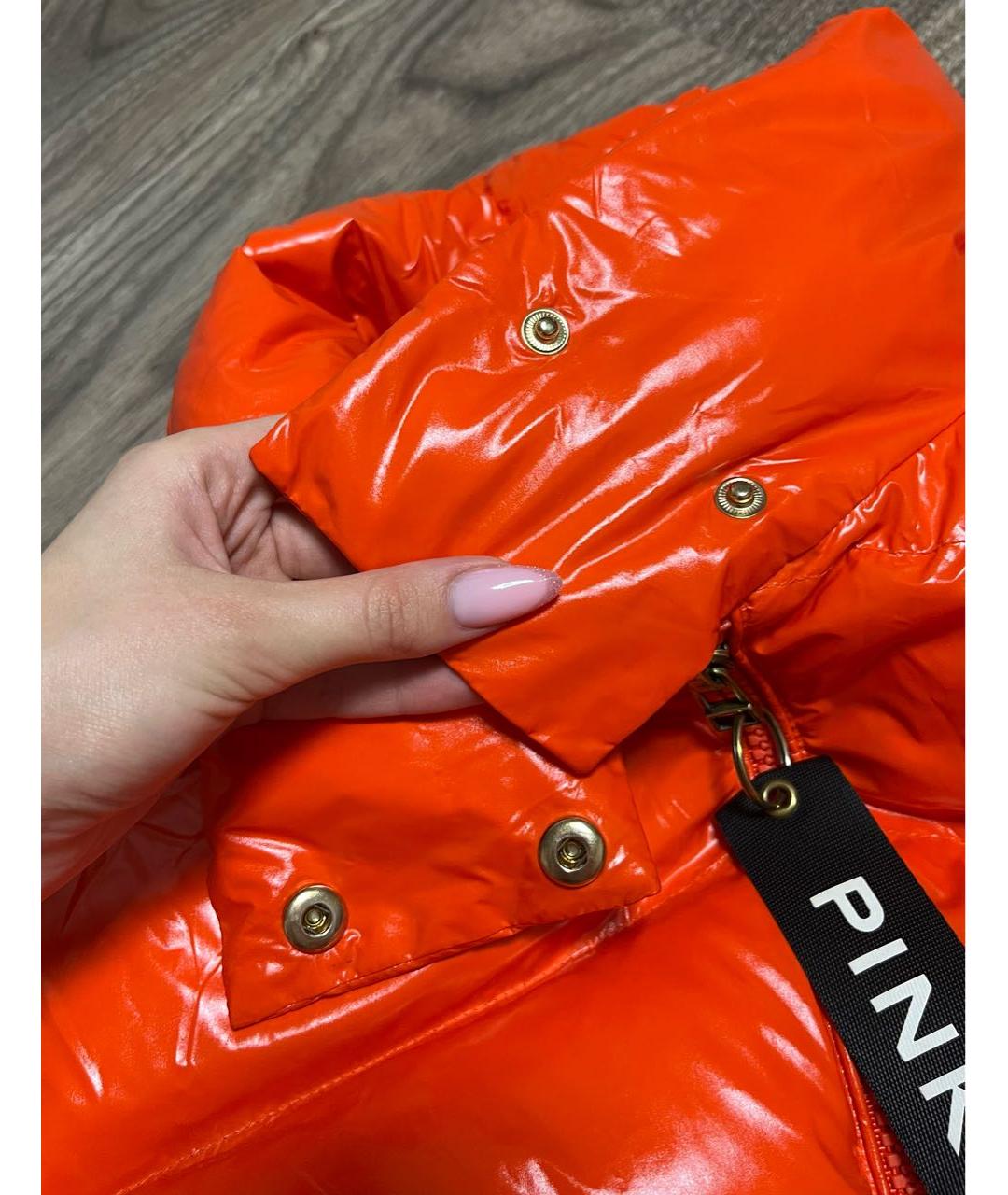 PINKO Оранжевый полиамидовый пуховик, фото 8