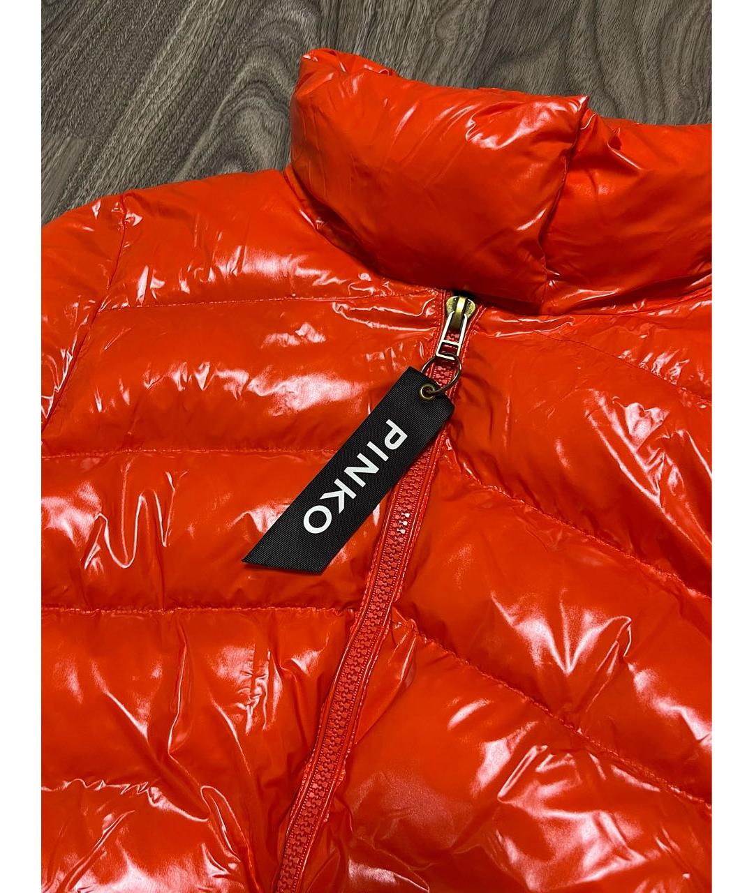 PINKO Оранжевый полиамидовый пуховик, фото 4
