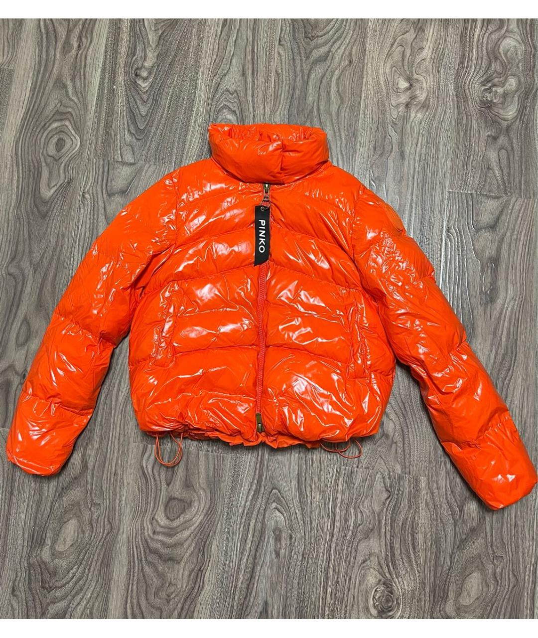 PINKO Оранжевый полиамидовый пуховик, фото 9