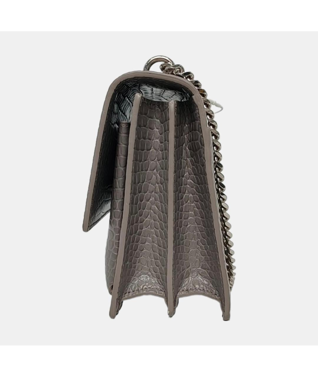 SAINT LAURENT Серая кожаная сумка через плечо, фото 3
