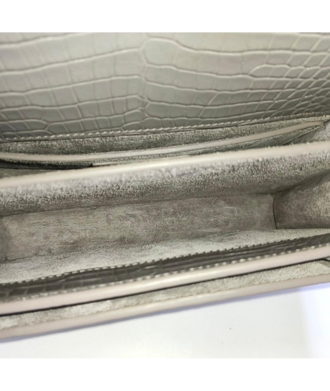 SAINT LAURENT Серая кожаная сумка через плечо, фото 7