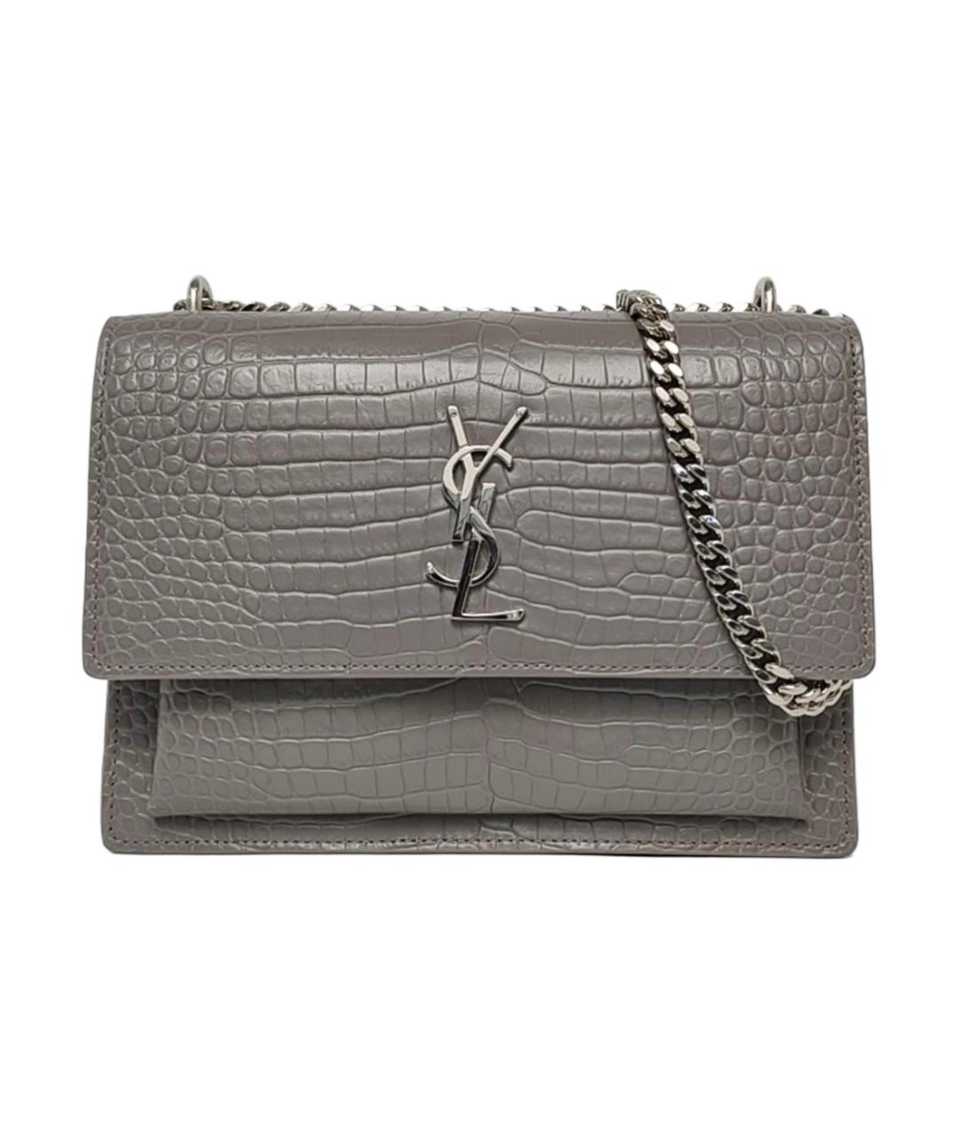 SAINT LAURENT Серая кожаная сумка через плечо, фото 1