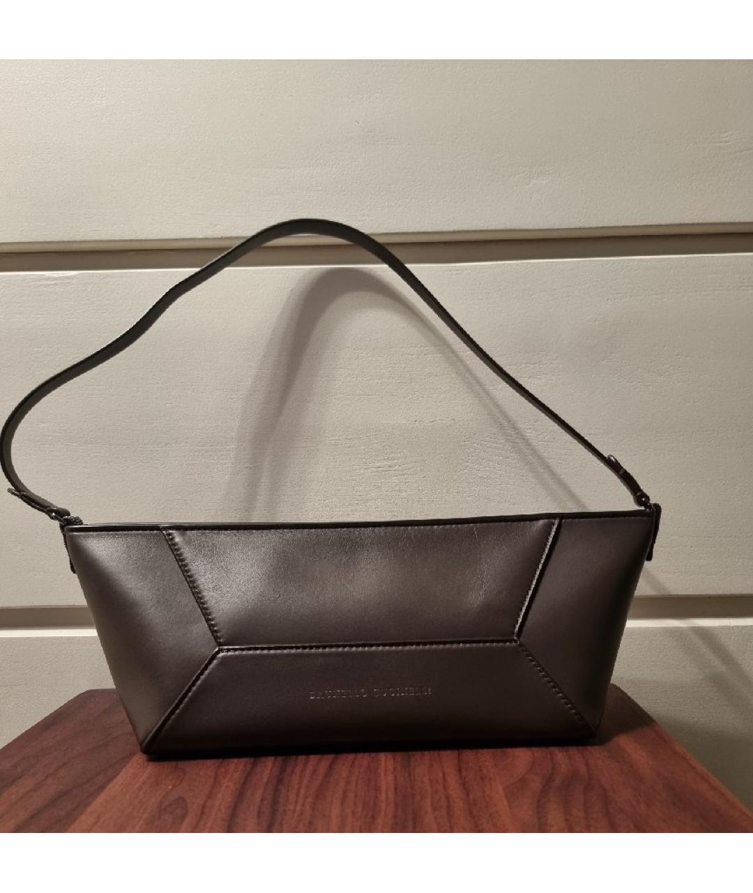 BRUNELLO CUCINELLI Коричневая кожаная сумка через плечо, фото 10