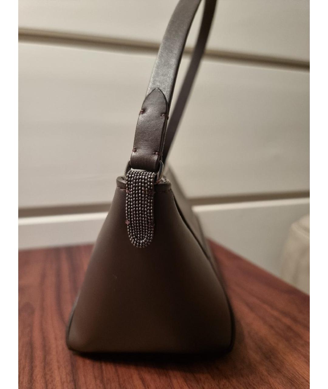 BRUNELLO CUCINELLI Коричневая кожаная сумка через плечо, фото 2