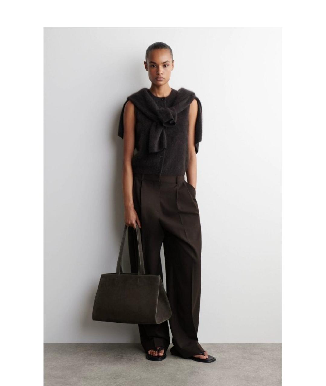 COS Коричневая замшевая сумка тоут, фото 4